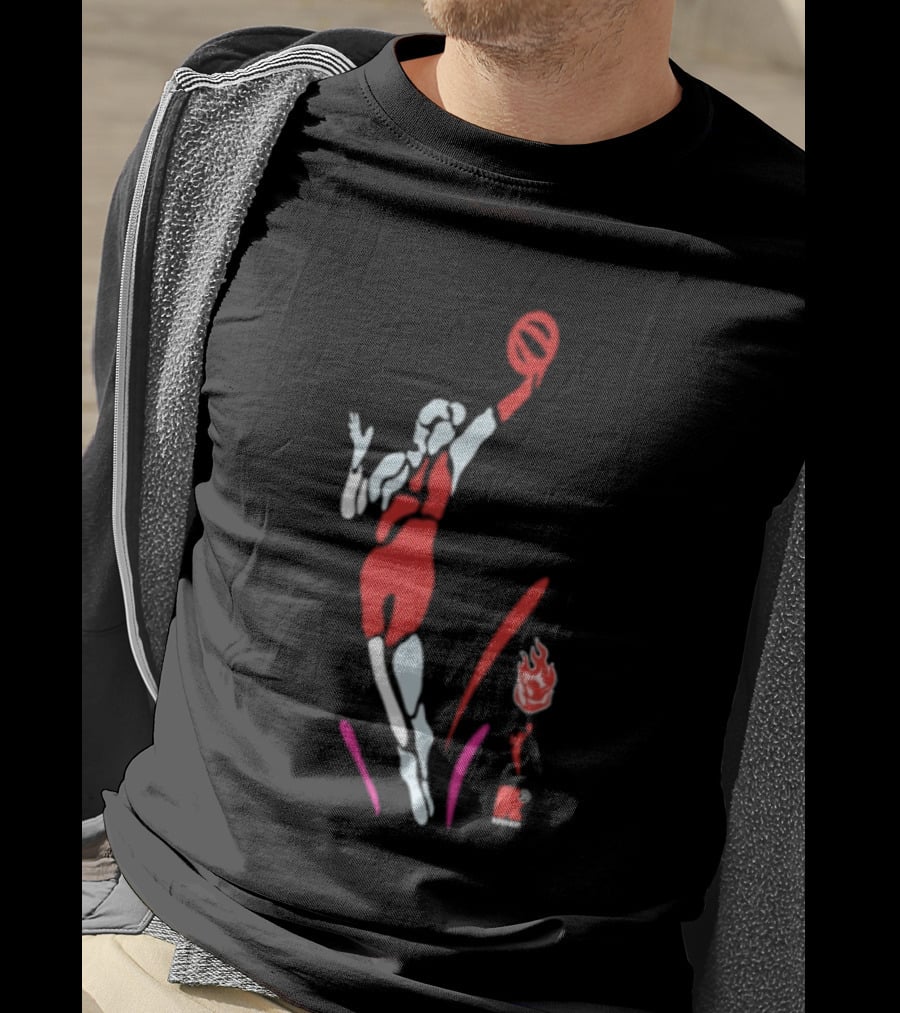 Portland Fire WNBA Round 21 Basketball Victory Player Silhouette Flame T-Shirt