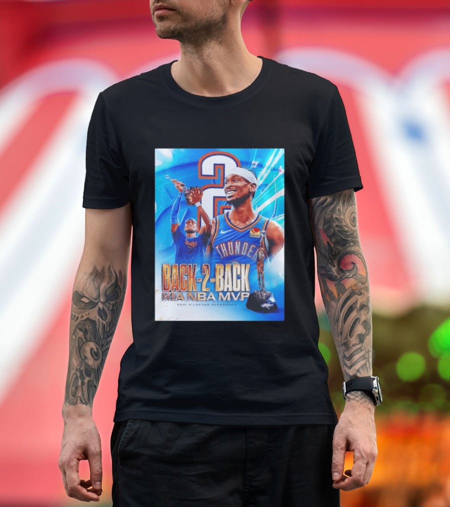 Shai Gilgeous Alexander OKC Thunder Back 2 Back Kia NBA MVP T-Shirt