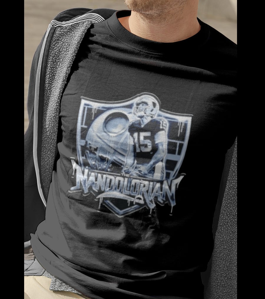 The Nandolorian Las Vegas Raiders Fernando Mendoza Quarterback 15 Star Wars Mandalorian T-Shirt