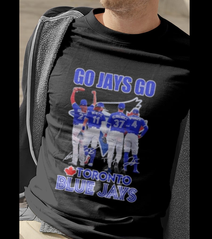 Go Jays Go Toronto Blue Jays Bichette Guerrero Hernandez Springer Autographed Baseball T-Shirt