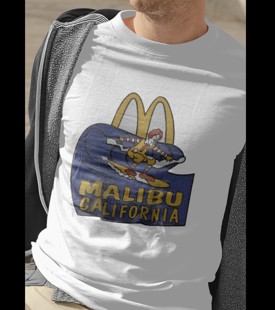 Malibu California Rare Ronald McDonald Surfing McDonald's Golden Arches T-Shirt