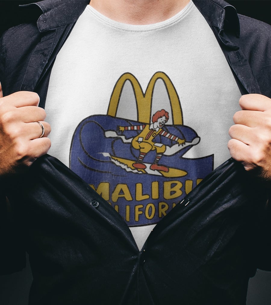 Malibu California Rare Ronald McDonald Surfing McDonald's Golden Arches T-Shirt