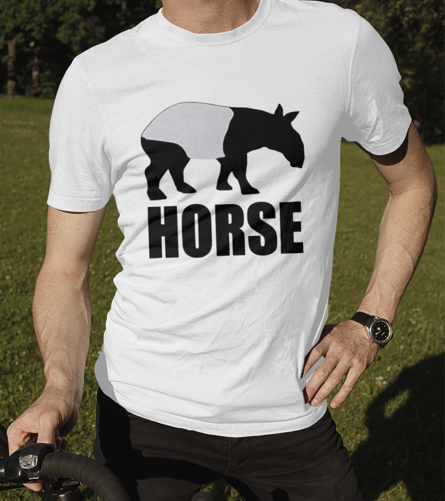 Mislabeled Animal Tapir Silhouette With Horse Text Optical Illusion T-Shirt