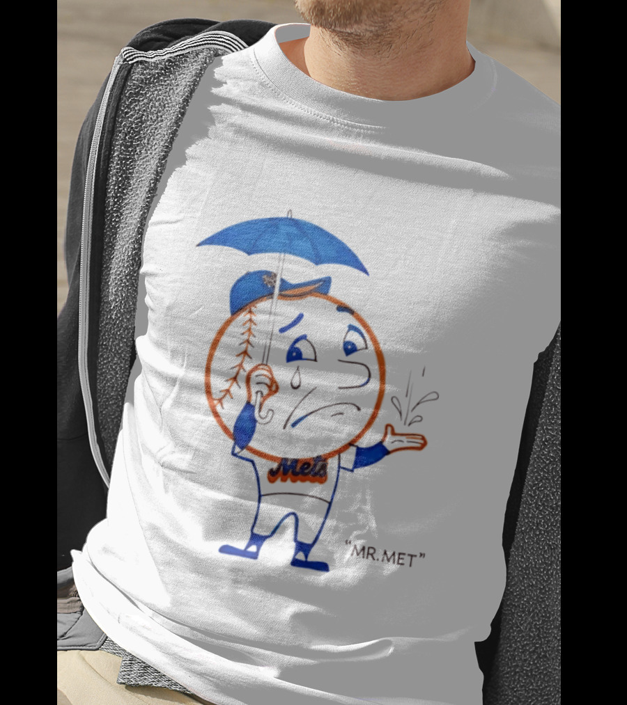 Mr Met New York Mets Rainy Day Mascot Umbrella Splash T-Shirt