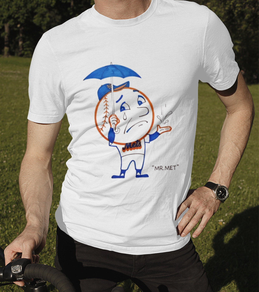 Mr Met New York Mets Rainy Day Mascot Umbrella Splash T-Shirt