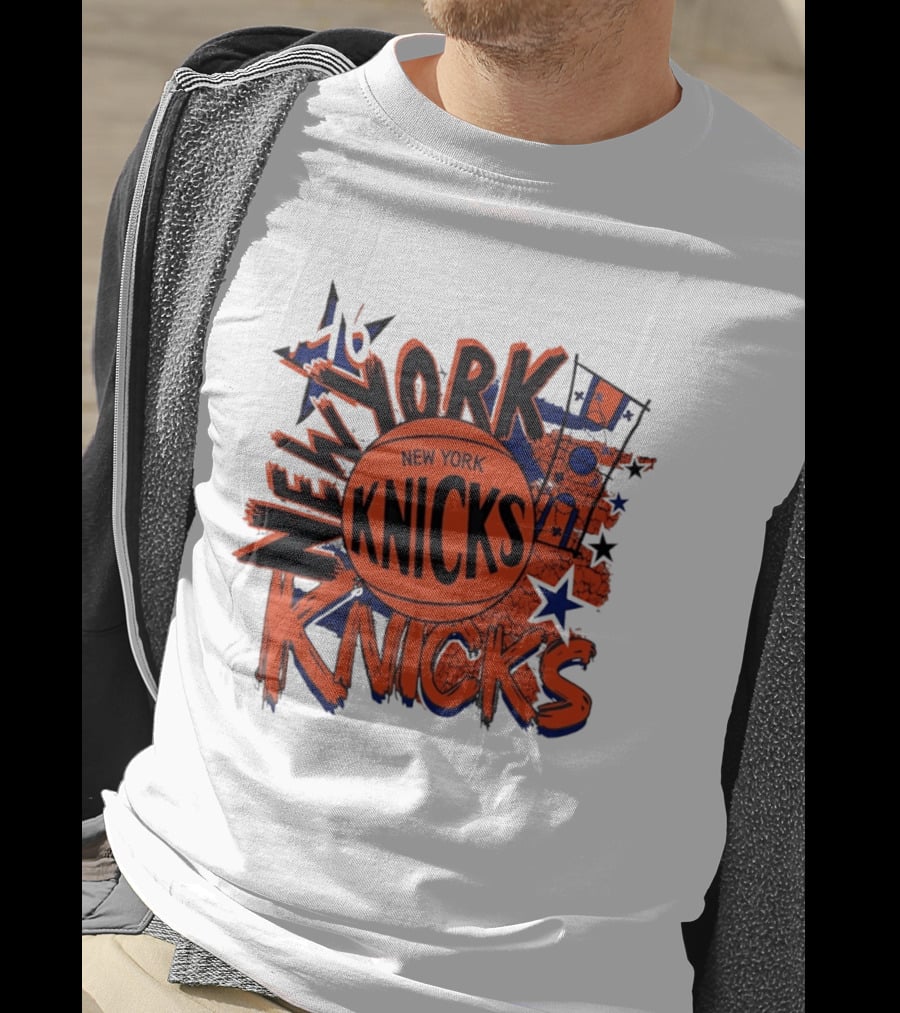 New York Knicks Vintage Basketball 46 Stars And Skyline T-Shirt