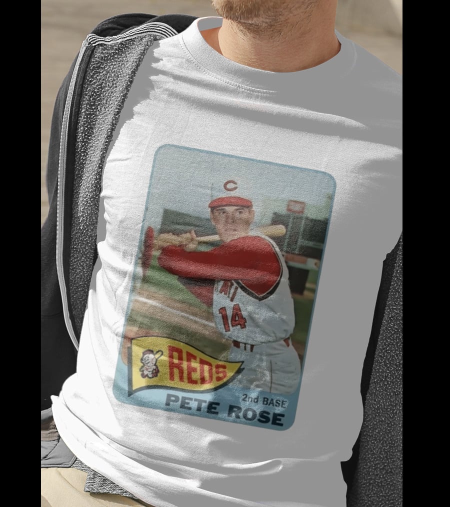 Cincinnati Reds Pete Rose 2nd Base Player Card Vintage Baseball T-Shirt