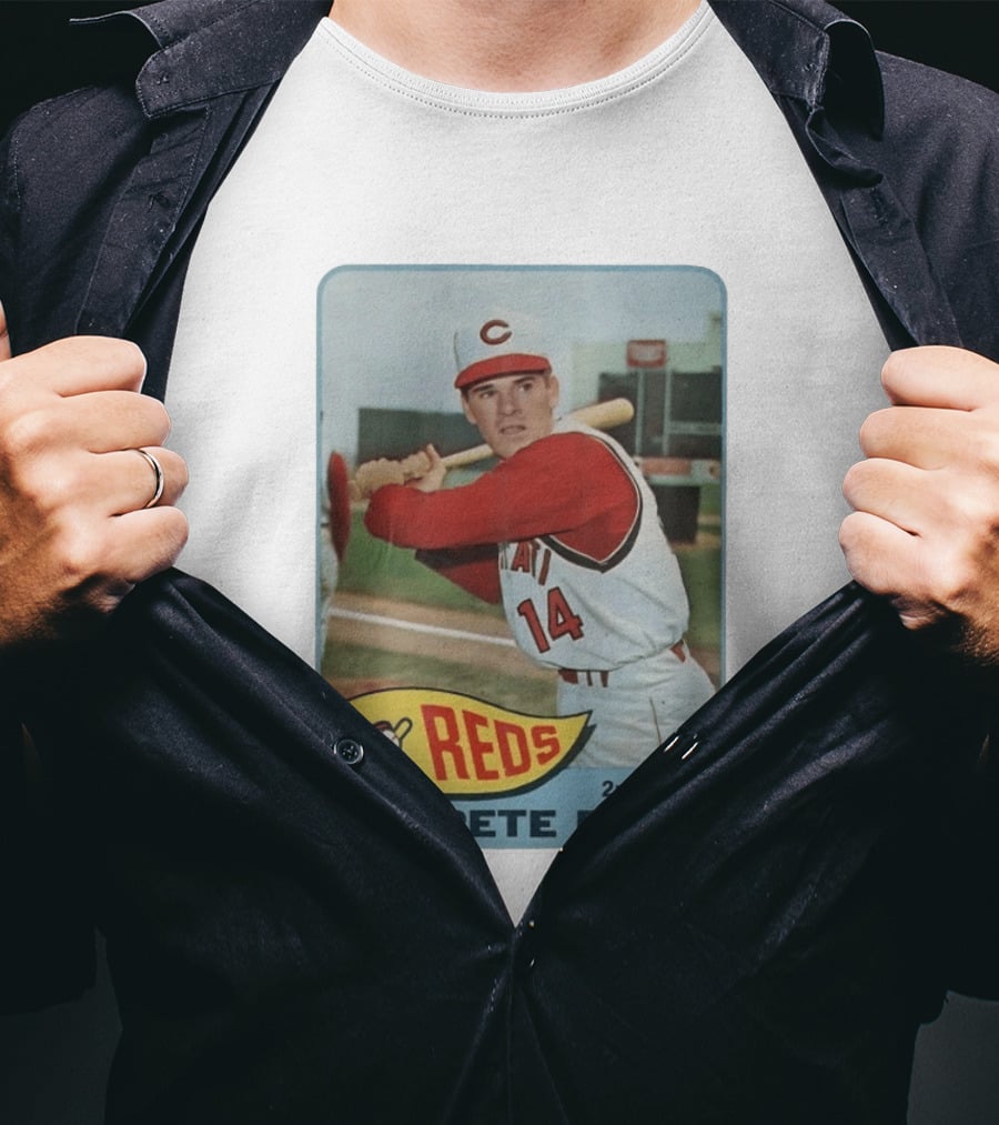 Cincinnati Reds Pete Rose 2nd Base Player Card Vintage Baseball T-Shirt
