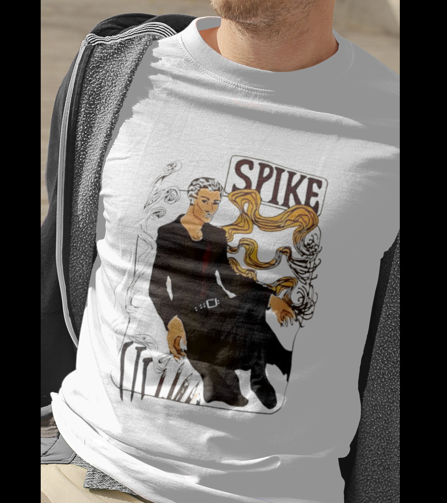 Spike Buffy The Vampire Slayer Illustrated Design With Abstract Vines And Accents T-Shirt