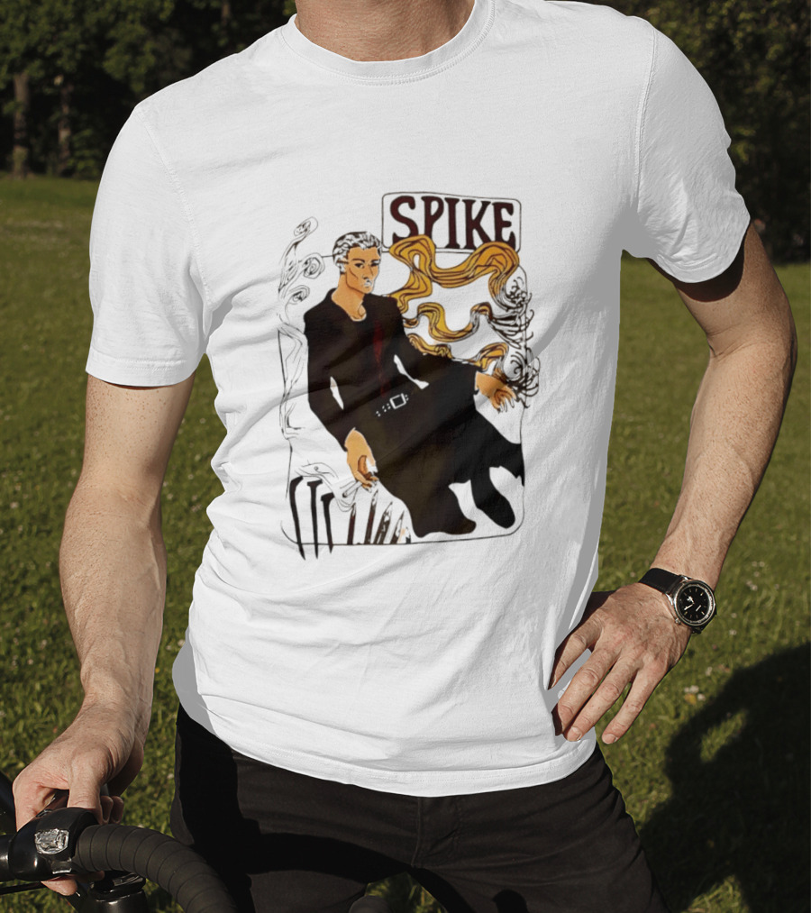 Spike Buffy The Vampire Slayer Illustrated Design With Abstract Vines And Accents T-Shirt