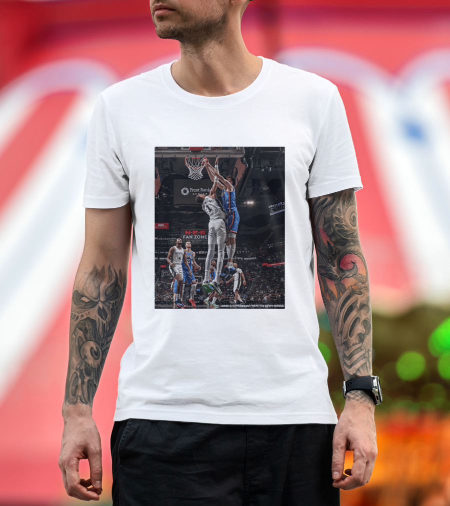 Victor Wembanyama San Antonio Spurs Dunk Vs Oklahoma City NBA Action T-Shirt