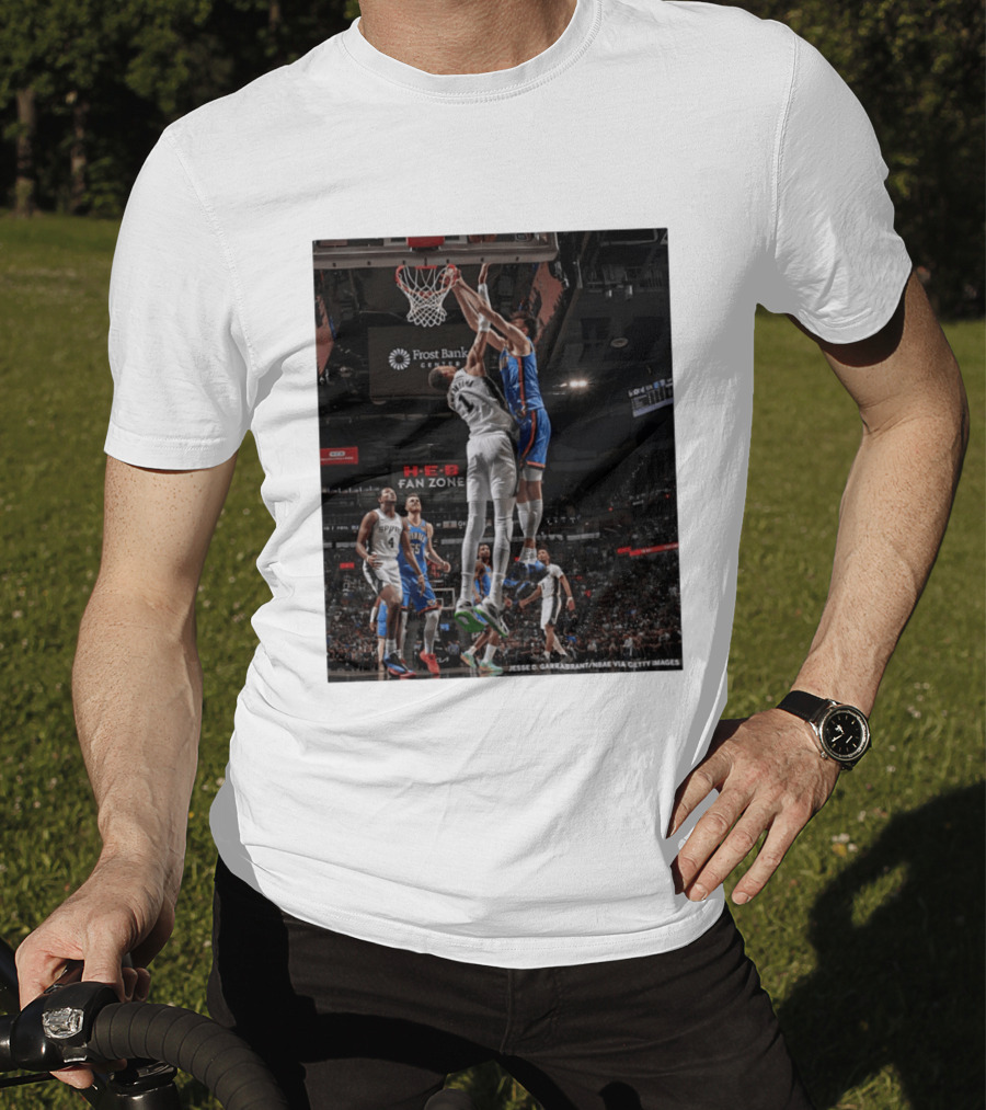 Victor Wembanyama San Antonio Spurs Dunk Vs Oklahoma City NBA Action T-Shirt