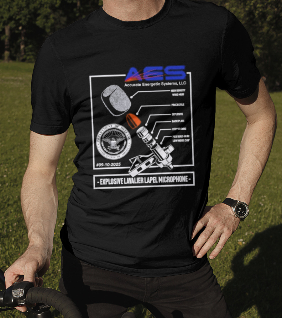 AEC Accurate Energetic Systems LLC Explosive Lavalier Lapel Microphone Components Technical Diagram T-Shirt