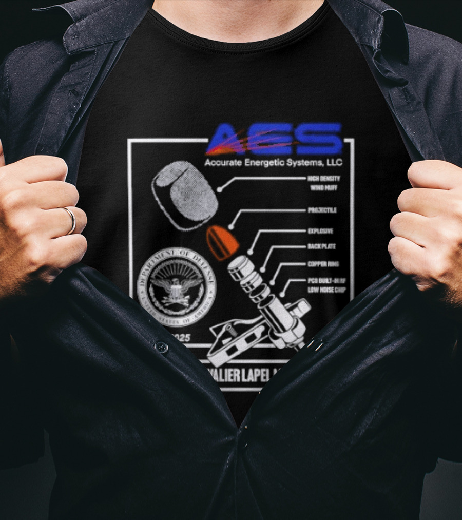 AEC Accurate Energetic Systems LLC Explosive Lavalier Lapel Microphone Components Technical Diagram T-Shirt
