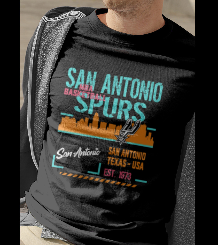 San Antonio Spurs NBA Basketball Skyline 1973 Est. Team Essentials T-Shirt