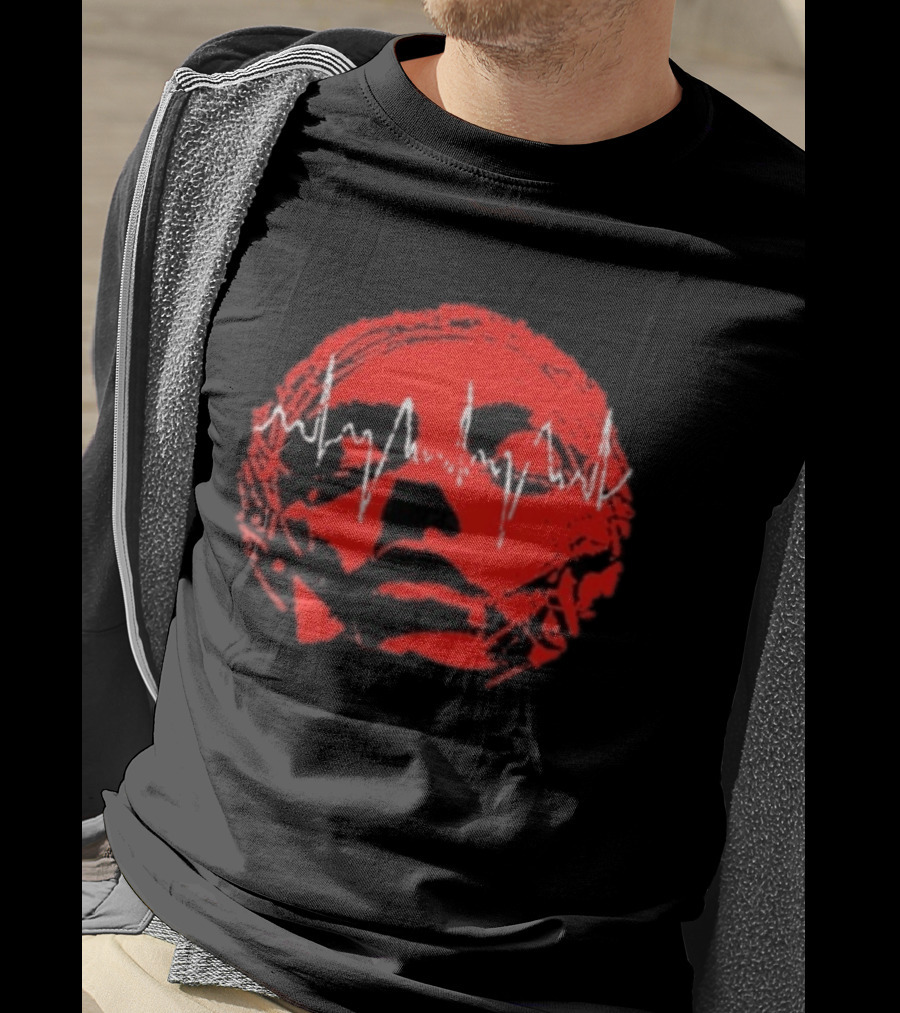 Converge Hum Of Hurt Red Face With White Waveform Lines T-Shirt