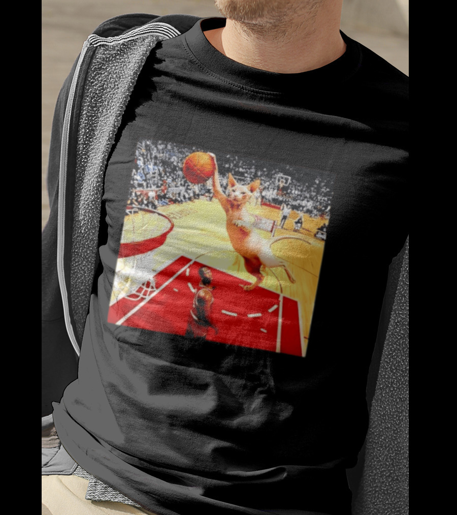 Sphynx Cat Slam Dunk Basketball Scene With Crowd T-Shirt