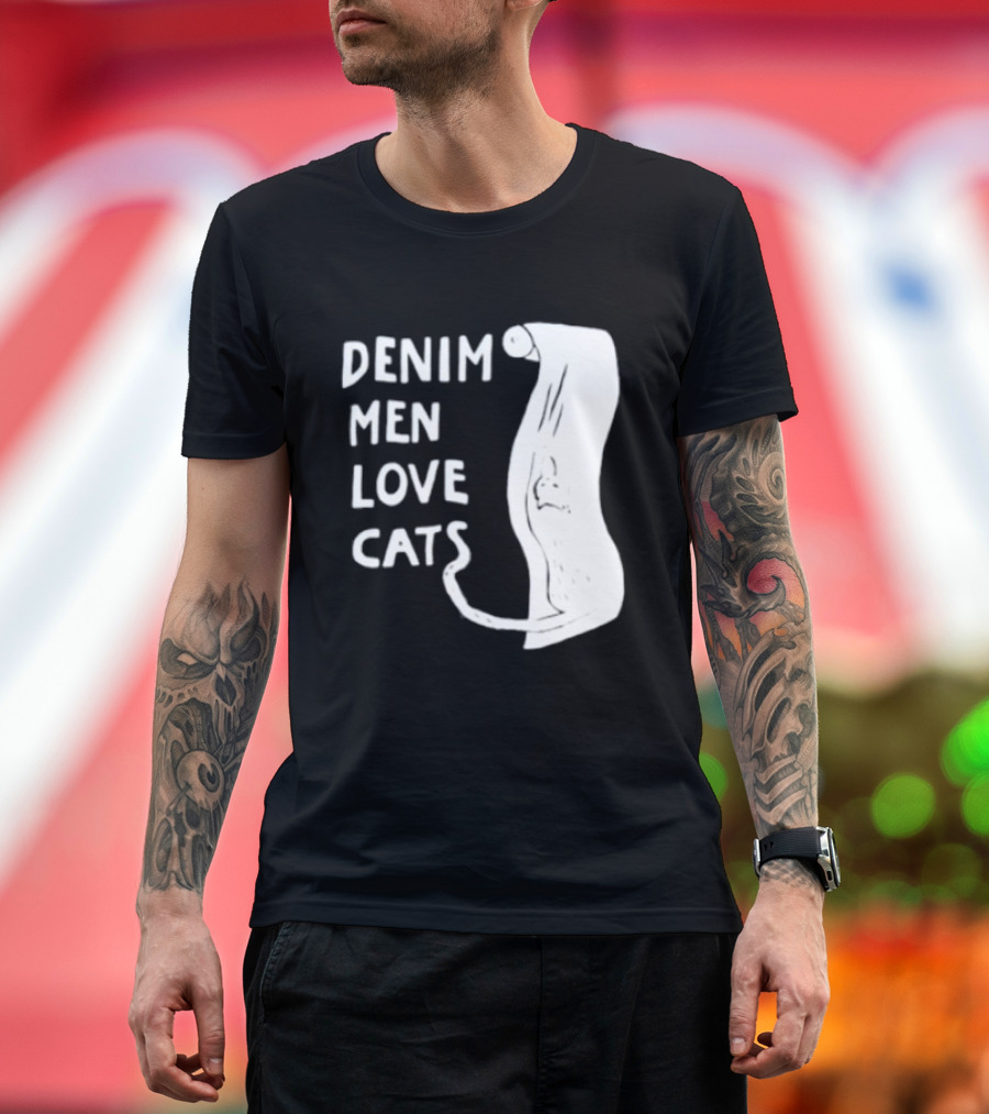 Denim Men Love Cats Fashion T-Shirt