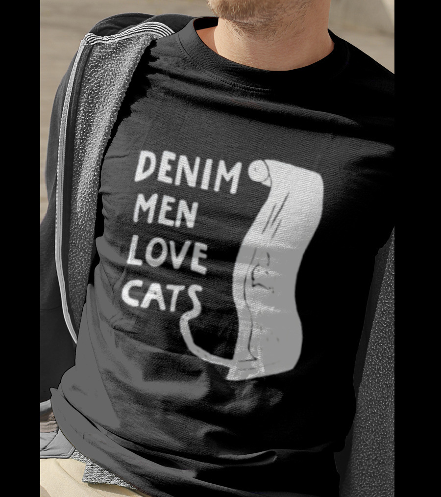 Denim Men Love Cats Fashion T-Shirt