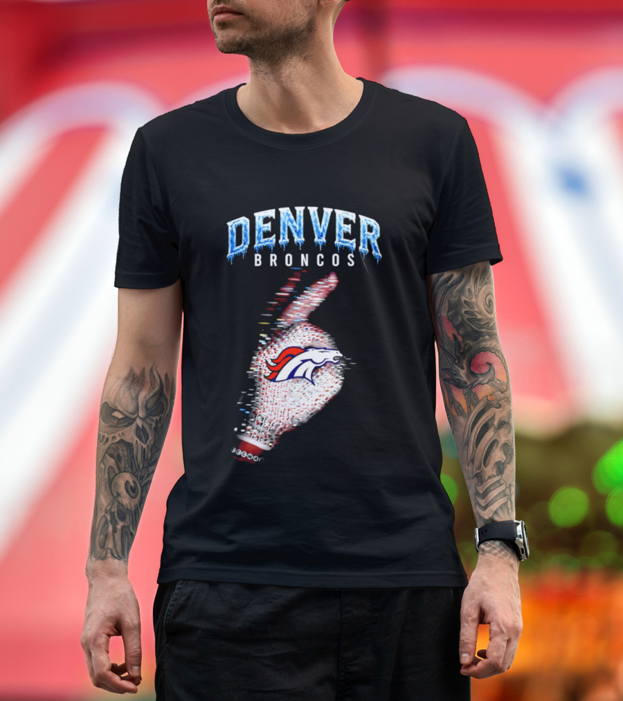 Denver Broncos Iceman 2026 Logo Glitched Hand Signal T-Shirt