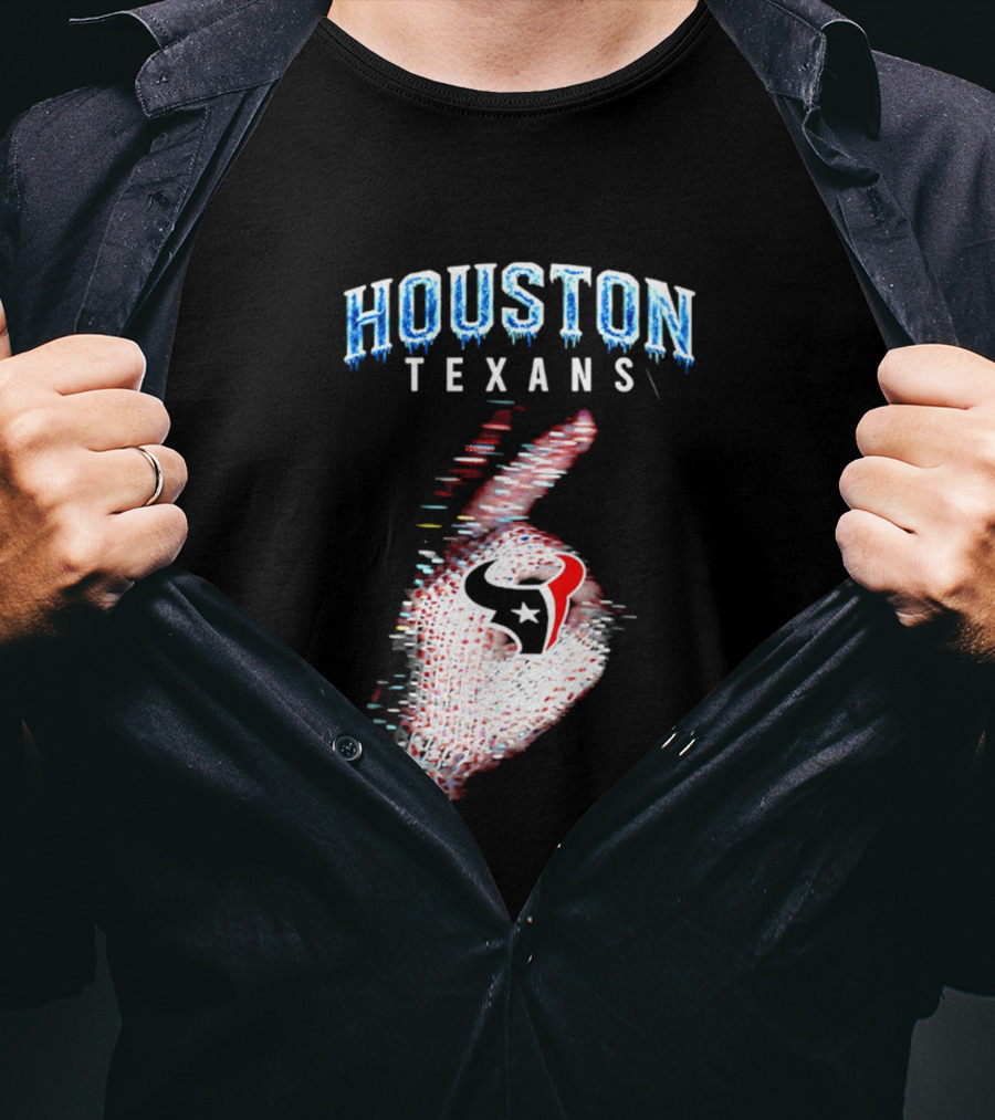 Houston Texans Iceman 2026 Glitch Hand T-Shirt