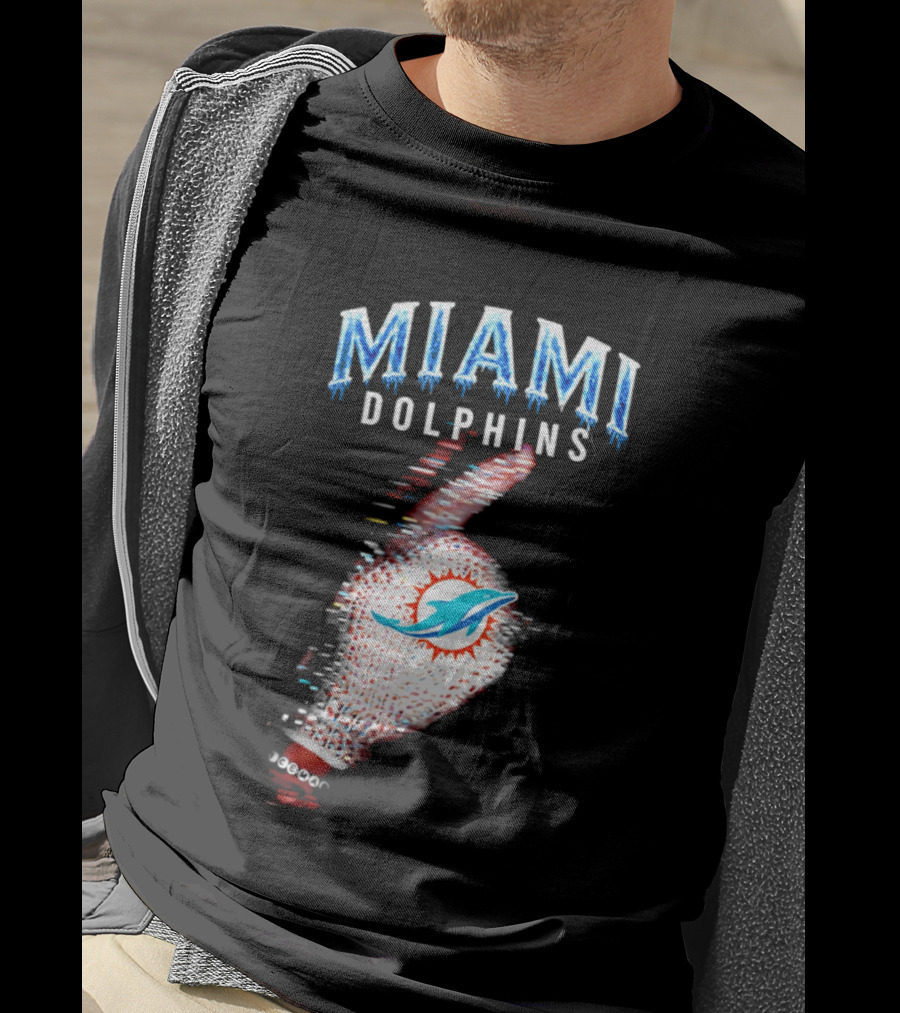 Miami Dolphins Iceman 2026 Glitch Effect Fan Gear T-Shirt