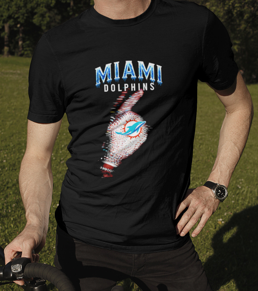 Miami Dolphins Iceman 2026 Glitch Effect Fan Gear T-Shirt