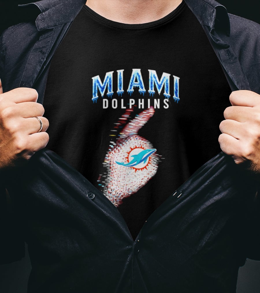 Miami Dolphins Iceman 2026 Glitch Effect Fan Gear T-Shirt
