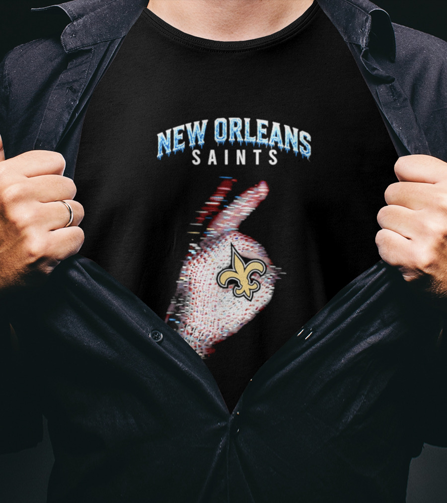 New Orleans Saints 2026 Iceman Glitch Effect Fleur De Lis T-Shirt