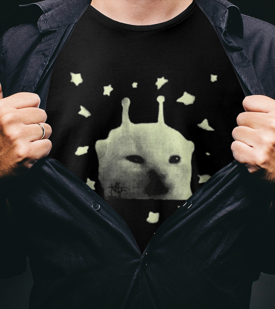 Y2K Alien Cat Meme With Stars T-Shirt
