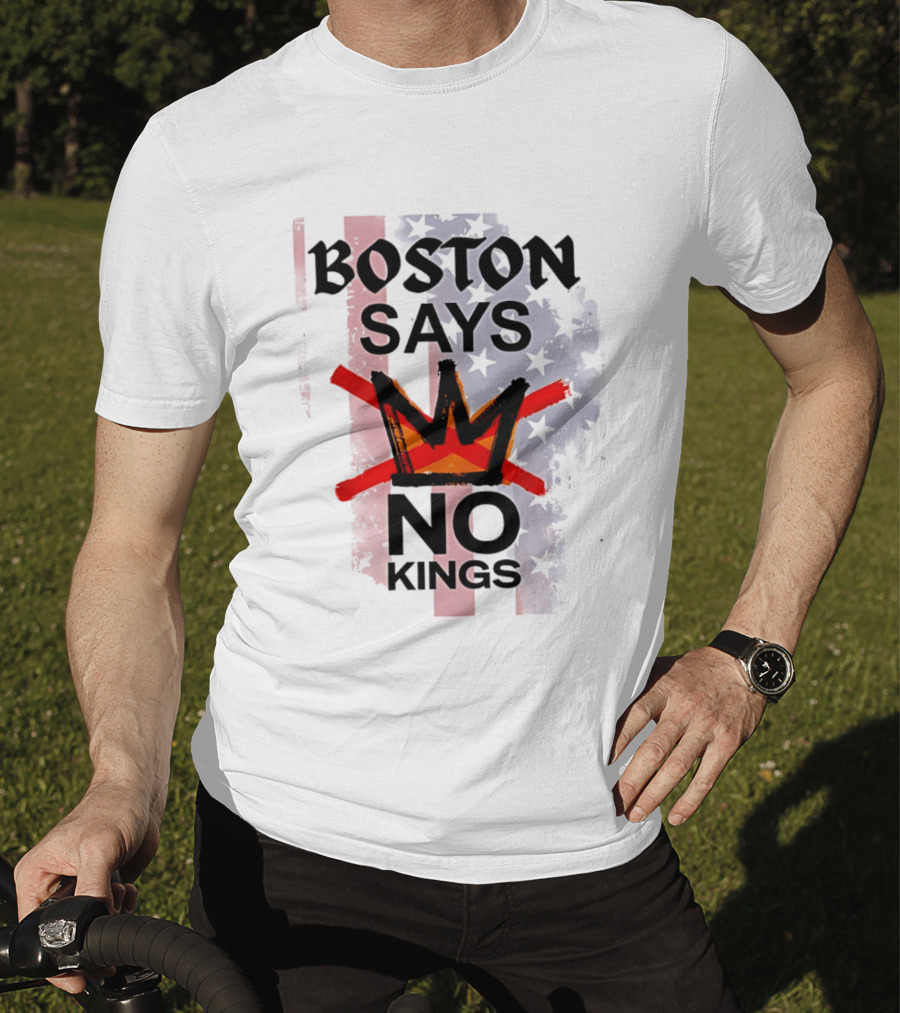 Boston Says No Kings Crown Symbol Stars T-Shirt