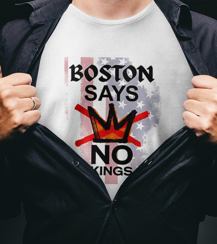 Boston Says No Kings Crown Symbol Stars T-Shirt