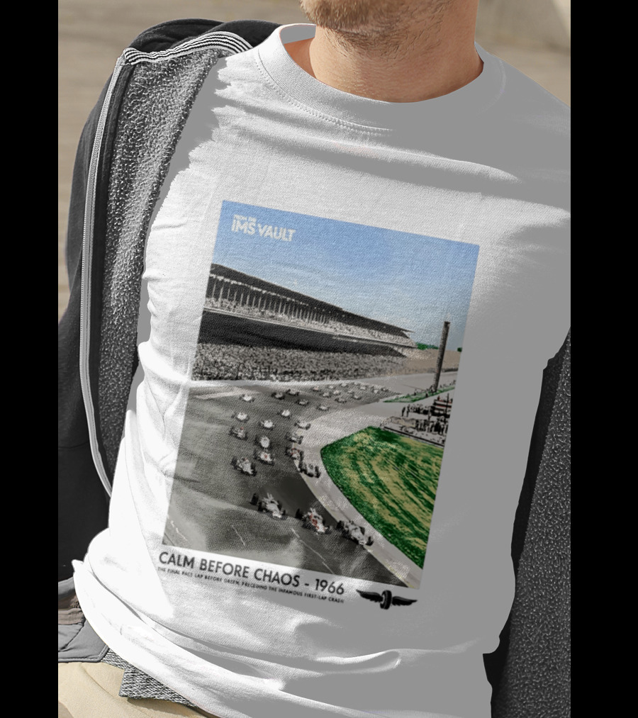 From The IMS Vault Calm Before Chaos 1966 Indianapolis Motor Speedway Racing Scene T-Shirt
