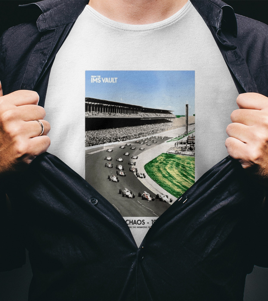 From The IMS Vault Calm Before Chaos 1966 Indianapolis Motor Speedway Racing Scene T-Shirt