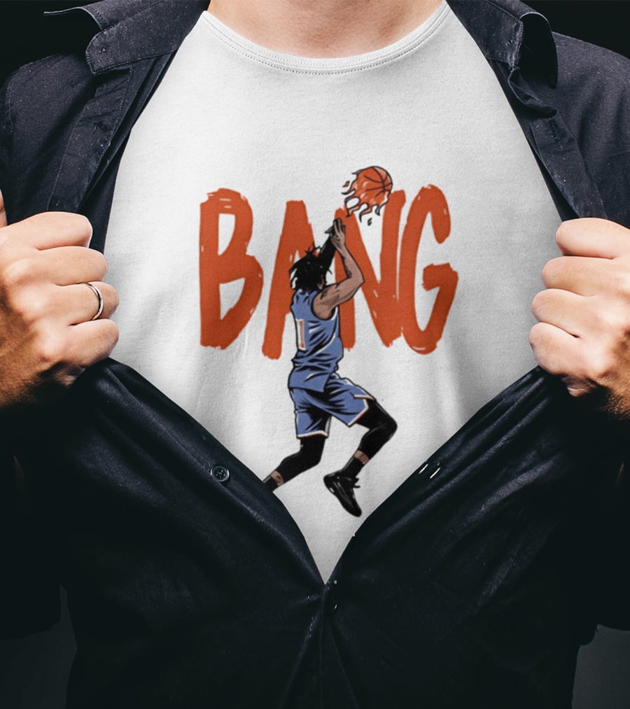 Immanuel Quickley New York Knicks Basketball Player Bang Flaming Shot T-Shirt