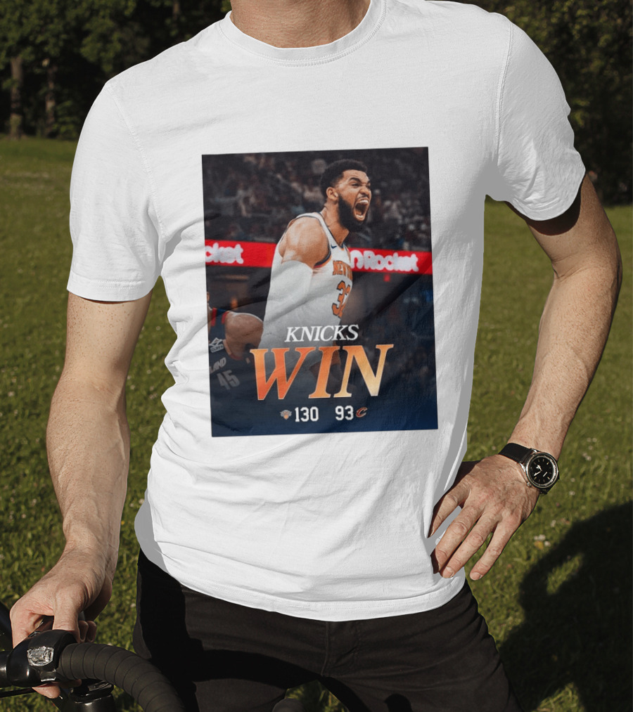 Knicks Win 130 93 Celebration Victory Over Cleveland Playoffs Sweep T-Shirt