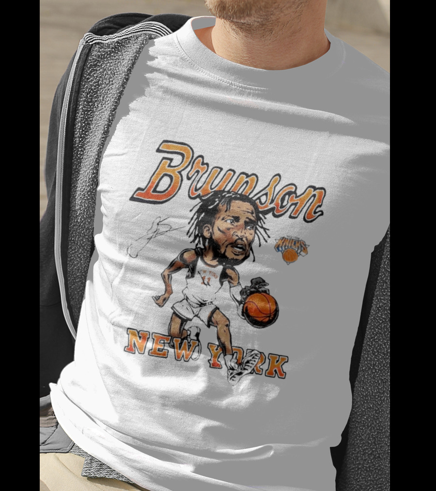 Jalen Brunson New York Knicks Cartoon Basketball Player T-Shirt