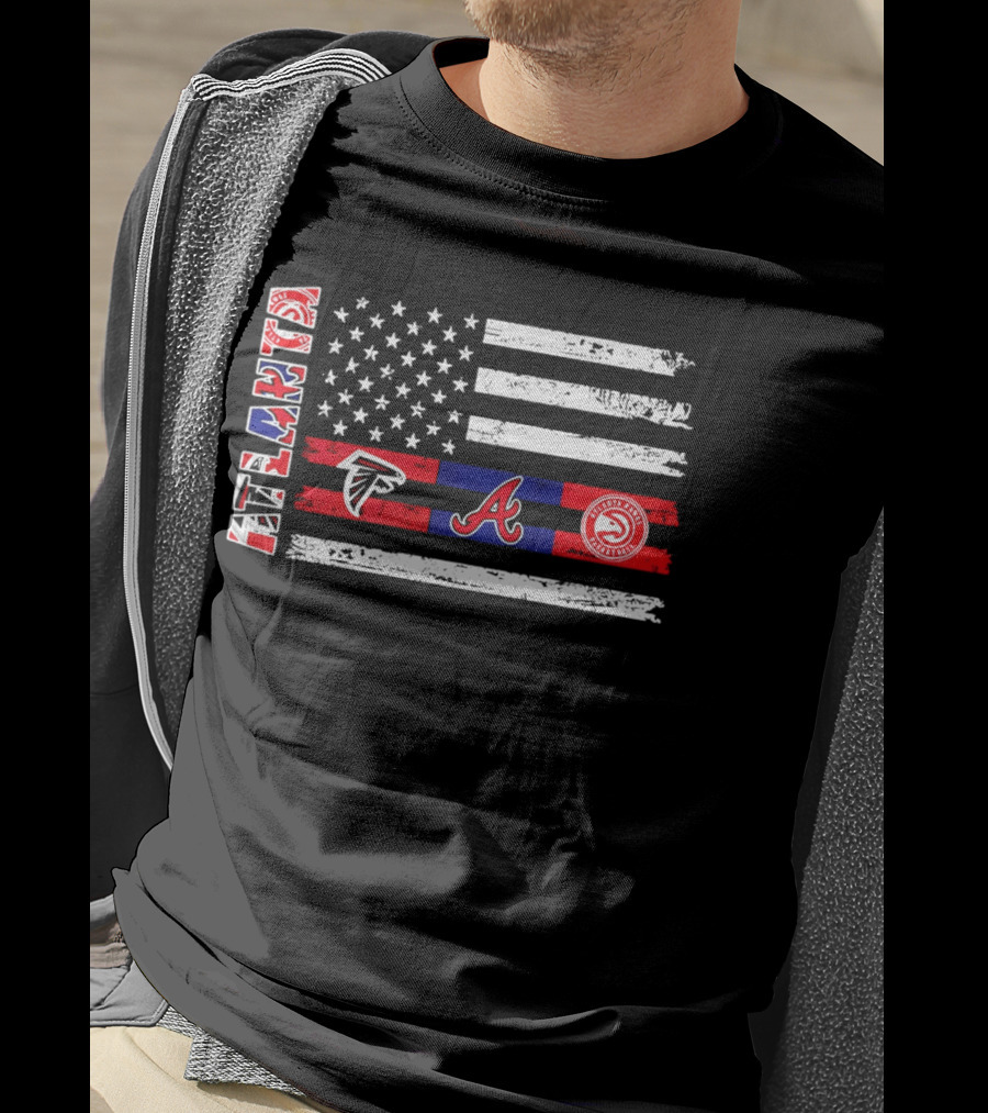 Atlanta Falcons Braves Hawks American Flag T-Shirt