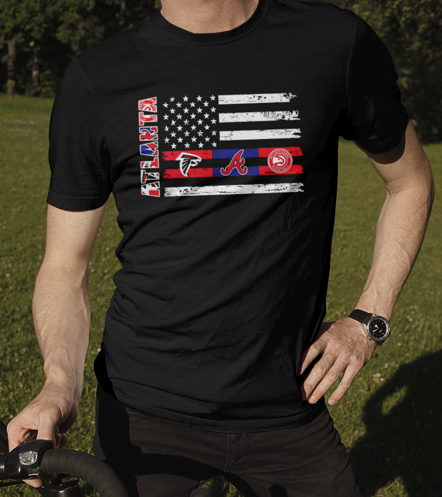 Atlanta Falcons Braves Hawks American Flag T-Shirt