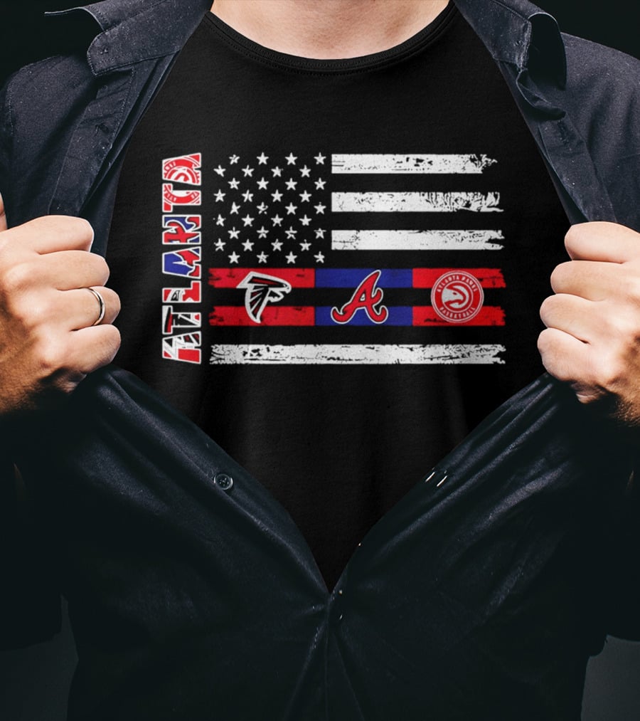 Atlanta Falcons Braves Hawks American Flag T-Shirt