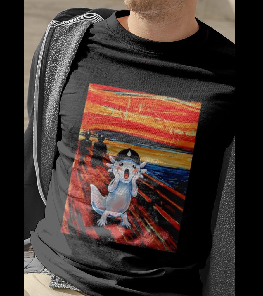 Axolotl Liquid The Scream Parody Painting Munch T-Shirt