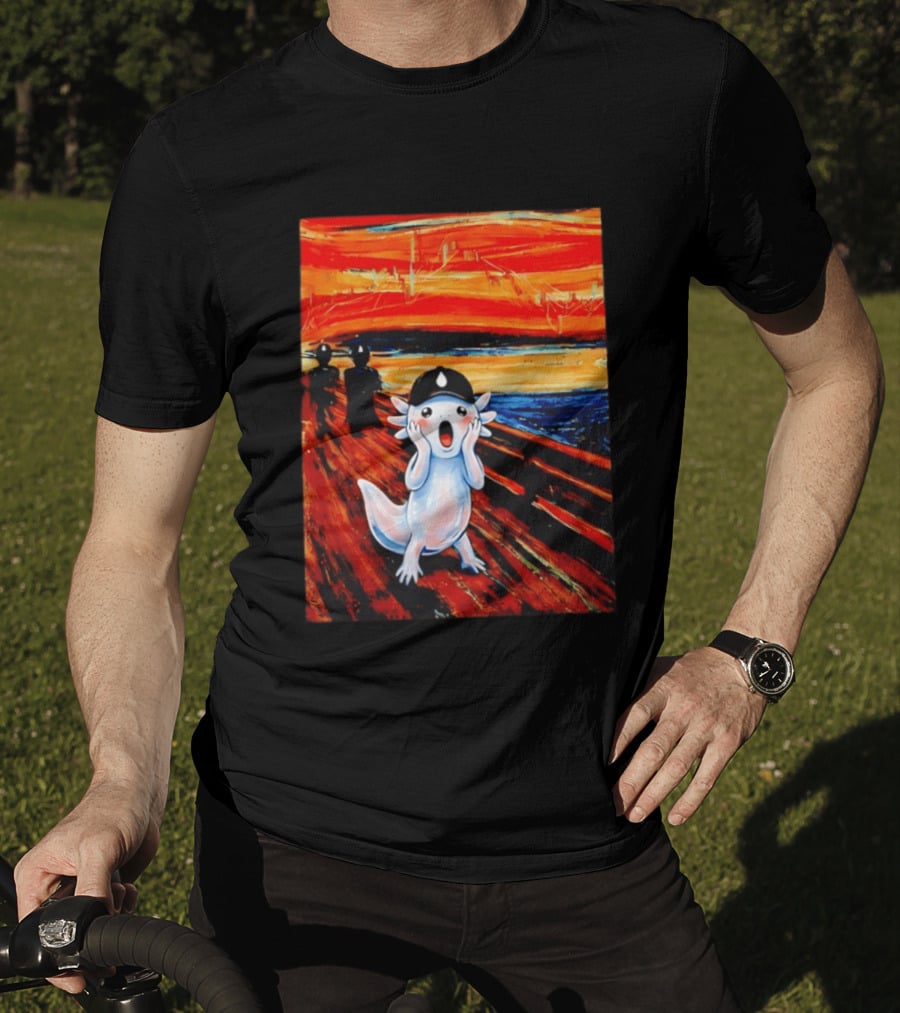 Axolotl Liquid The Scream Parody Painting Munch T-Shirt
