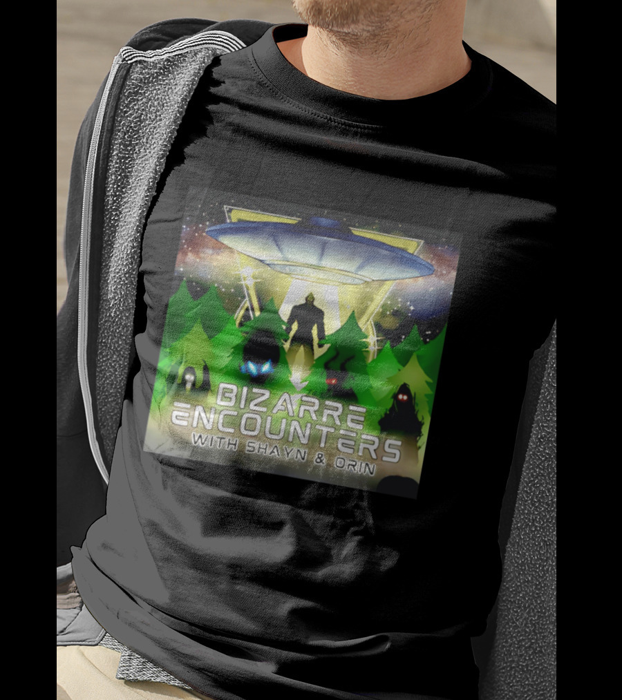 Bizarre Encounters UFO With Shayn And Orin Mysterious Forest Lights Alien Adventure T-Shirt