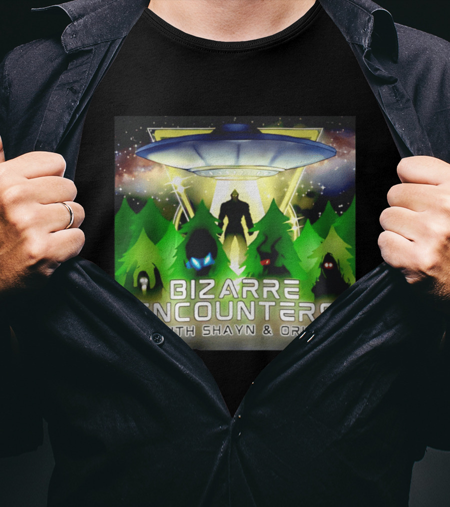 Bizarre Encounters UFO With Shayn And Orin Mysterious Forest Lights Alien Adventure T-Shirt
