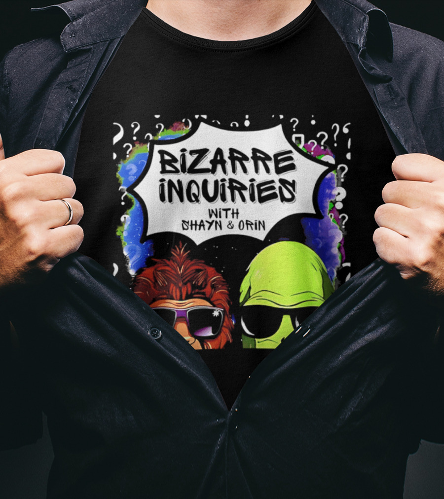 Bizarre Inquiries With Shayn And Orin Bigfoot Alien Question Marks T-Shirt