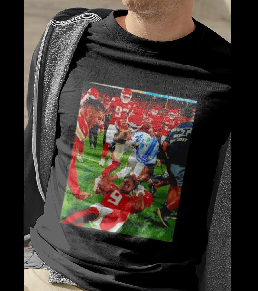 Brian Branch Collision JuJu Smith Schuster Lions Chiefs Football Action T-Shirt