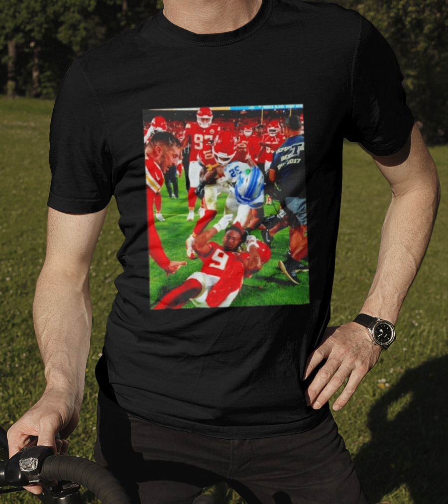 Brian Branch Collision JuJu Smith Schuster Lions Chiefs Football Action T-Shirt