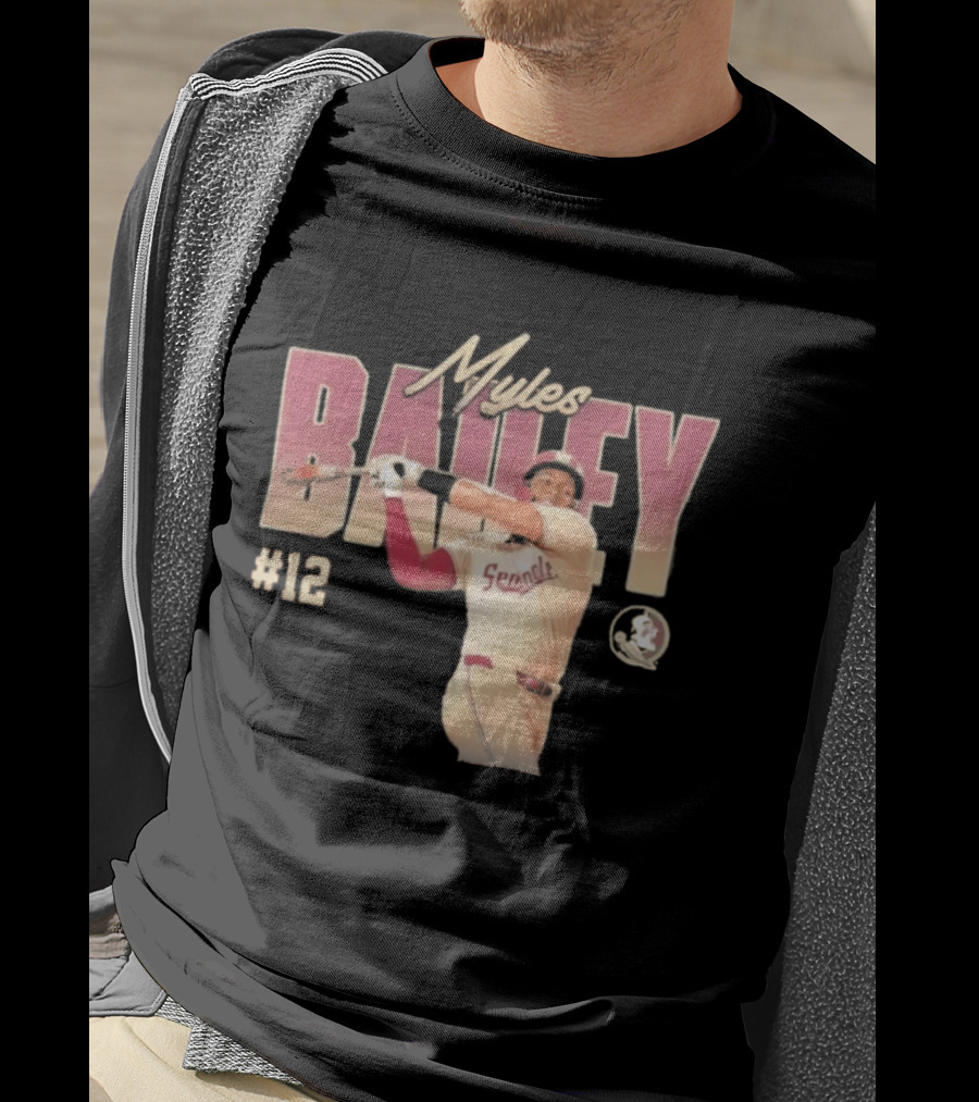 Myles Bailey FSU Seminoles NCAA Baseball #12 Player Collage T-Shirt