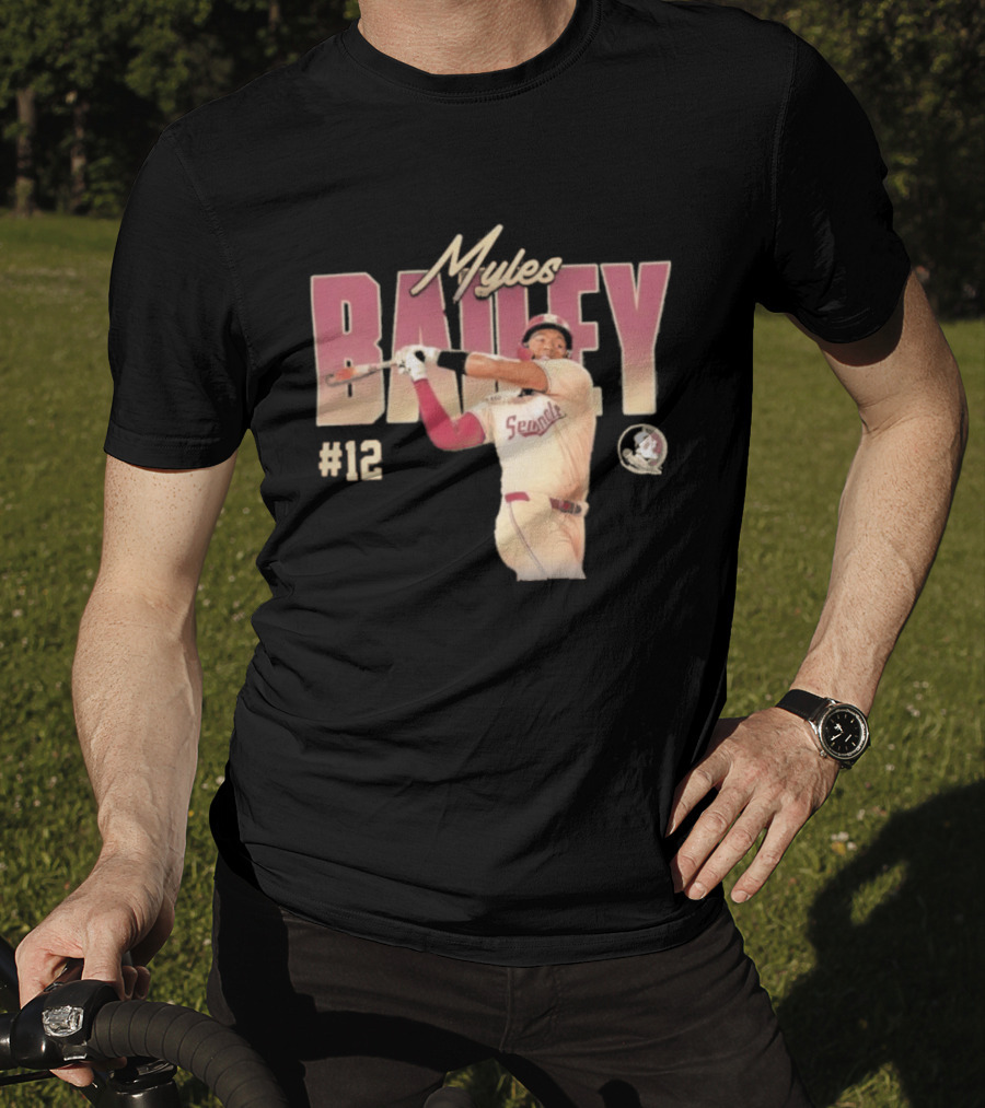 Myles Bailey FSU Seminoles NCAA Baseball #12 Player Collage T-Shirt