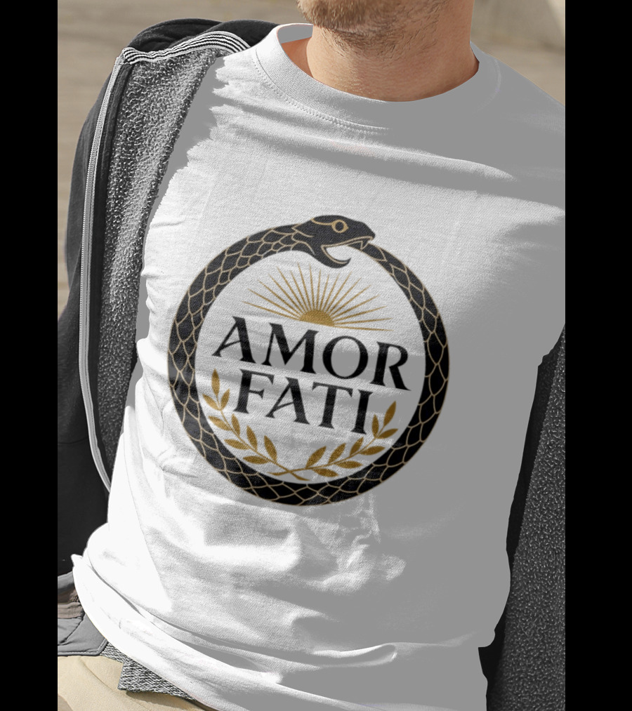 Amor Fati Ouroboros Snake Sun Rays Laurel Wreath T-Shirt